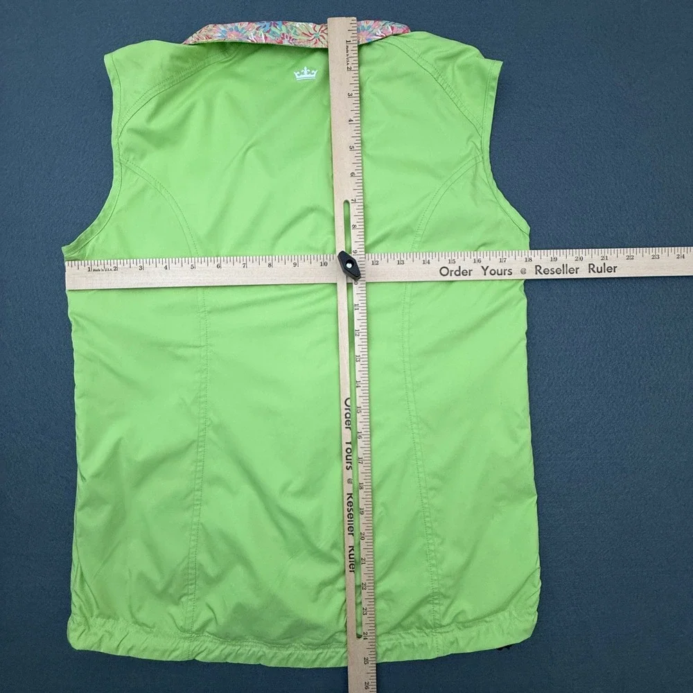 Peter Millar Wind Vest Women‎ Reversible Floral Green Windbreaker Full Zip Golf